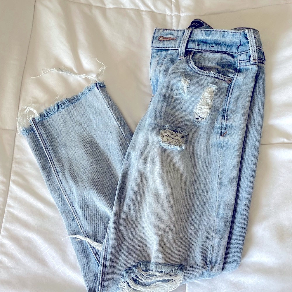 Express straight jeans ripped midrise